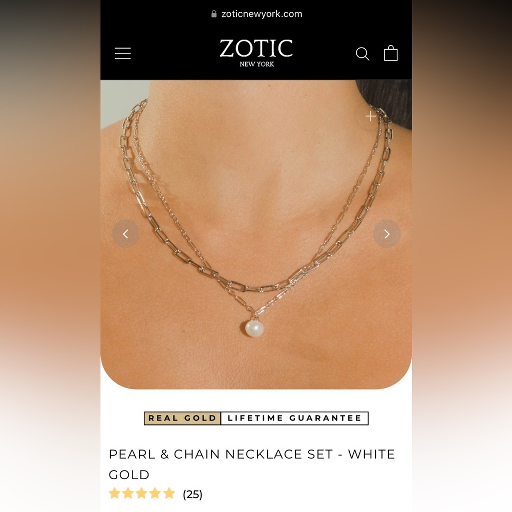 PEARL & CHAIN NECKLACE SET - WHITE GOLD